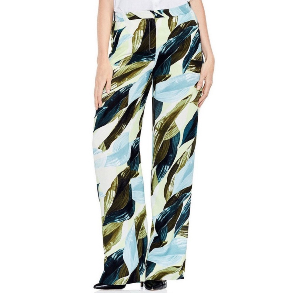 Vince Camuto Green Leaf Print Wide Leg Pants